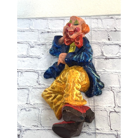 vtg70'sMexican Folk Art Paper Mache Clown Artist Signed Alvarez B-22 10''x 7.5'' - Picture 9 of 9